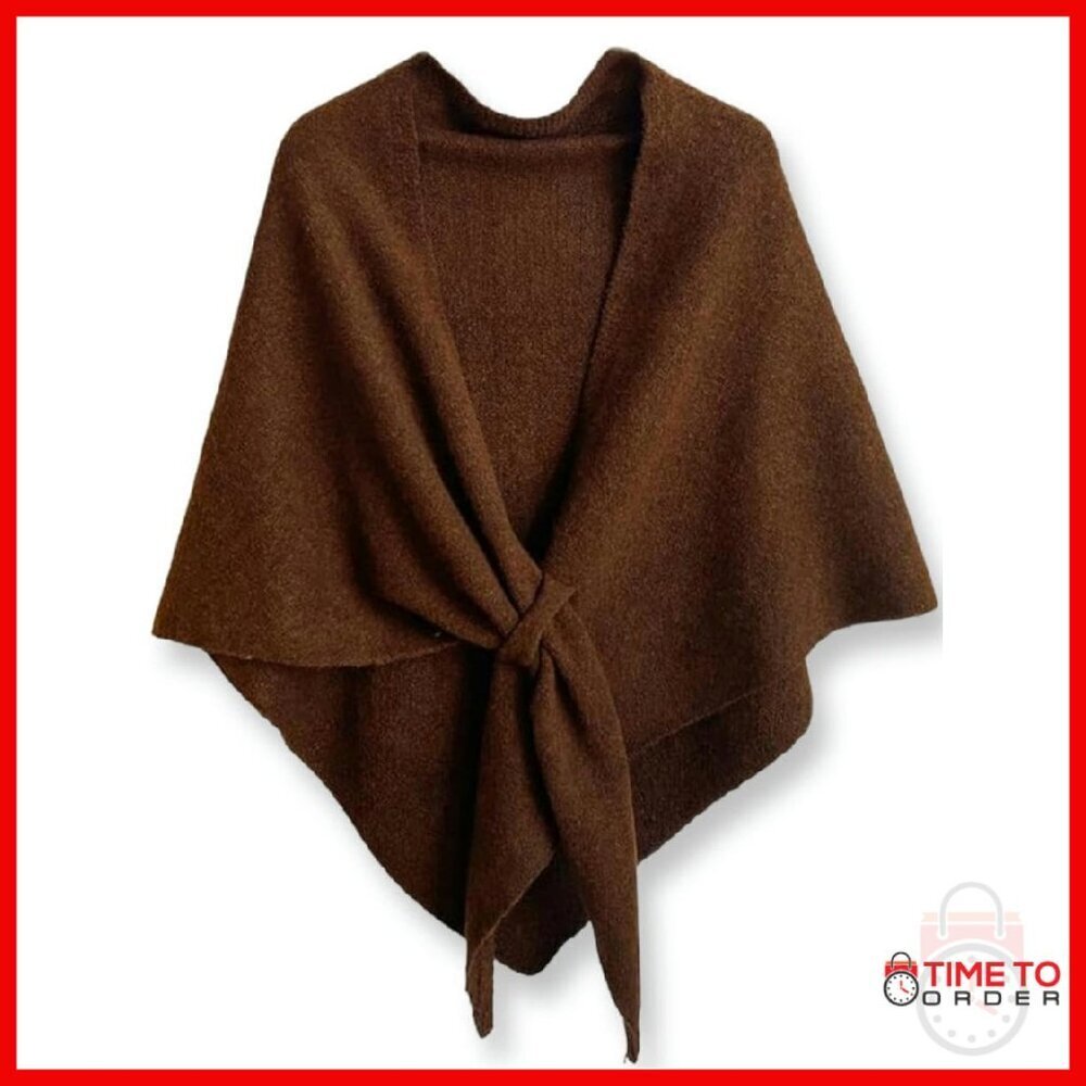 Premium Wool Blend Knit Shawl Wrap Cape Scarf 75x50 Inches